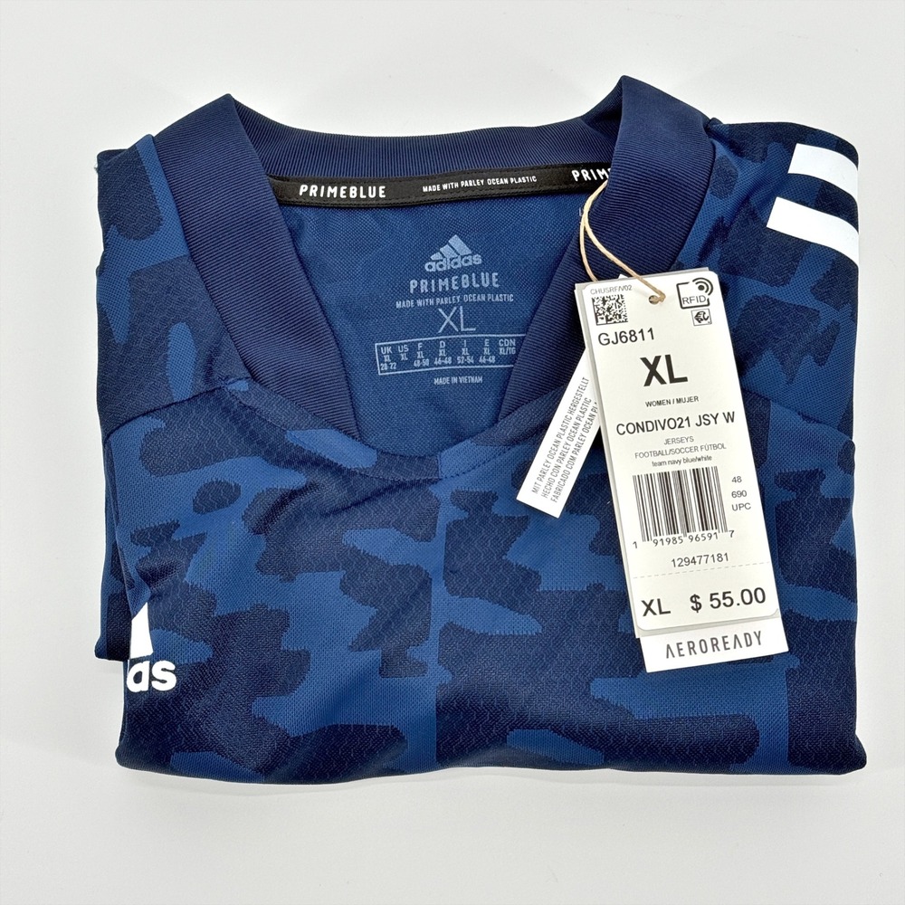 Adidas Primeblue‎ Condivo21 Womens XL Football Soccer Jersey Team Navy Blue NEW
